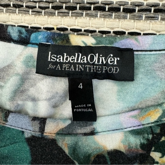 Isabella Oliver Floral Print Long Sleeve Pull Over Ruched Dress Size 10 - Picture 8 of 13